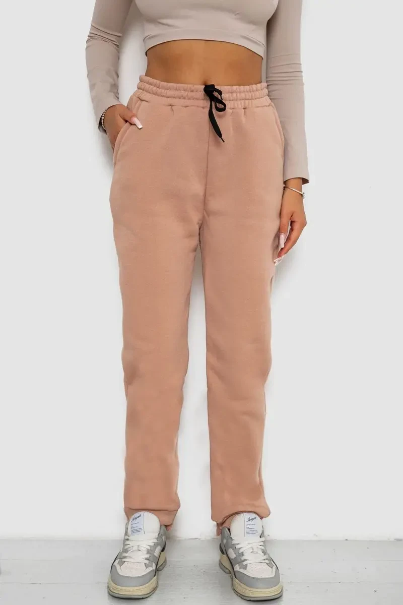 Спортивні штани жіночі на флісі, колір бежевий, 238R57020