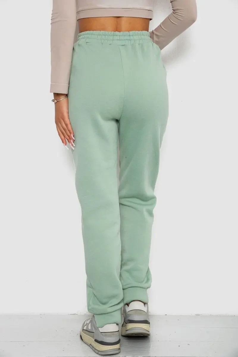 Спортивні штани жіночі на флісі, колір світло-м'ятний, 238R57020 4