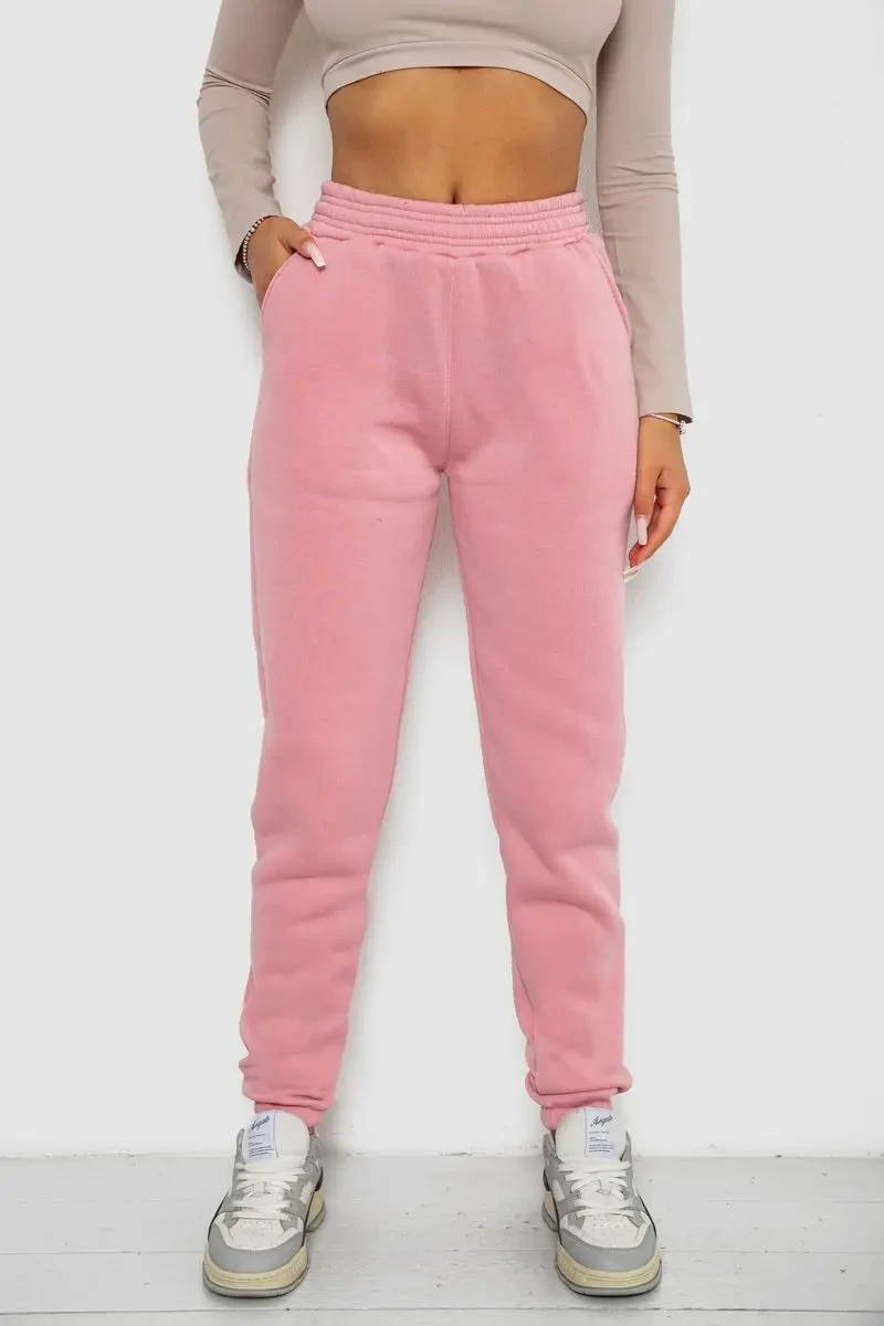 Спортивні штани жіночі на флісі, колір рожевий, 238R57828