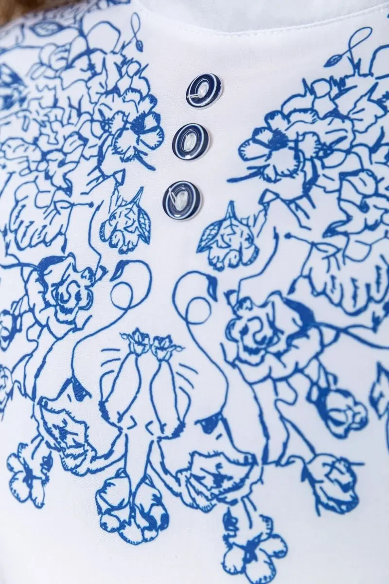 Блуза для дівчаток ошатна, колір біло-синій, 172R025 6