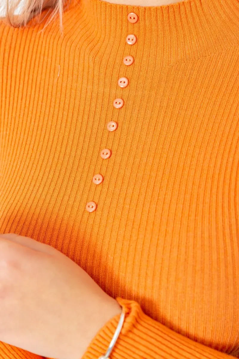 Водолазка жіноча в рубчик, колір помаранчевий, 204R044 5