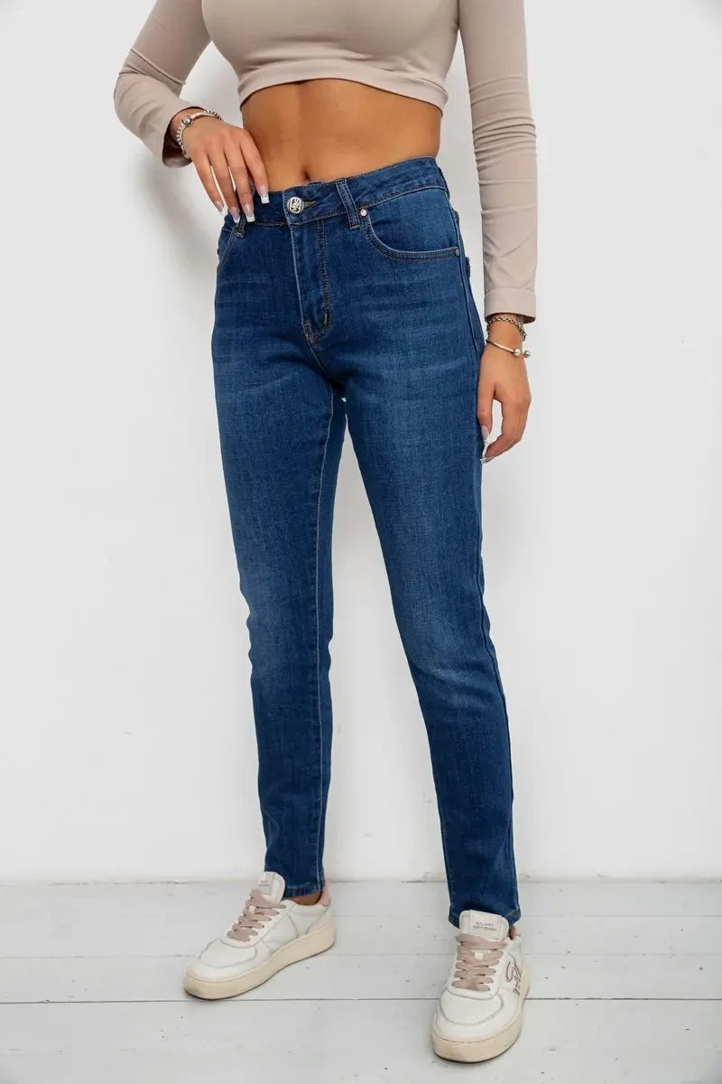 Джинси жіночі на флісі, колір синій, 244RVE952 3