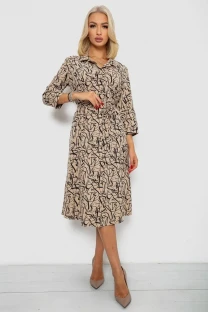 Сукня софт на ґудзиках з принтом, колір мокко, 230R117