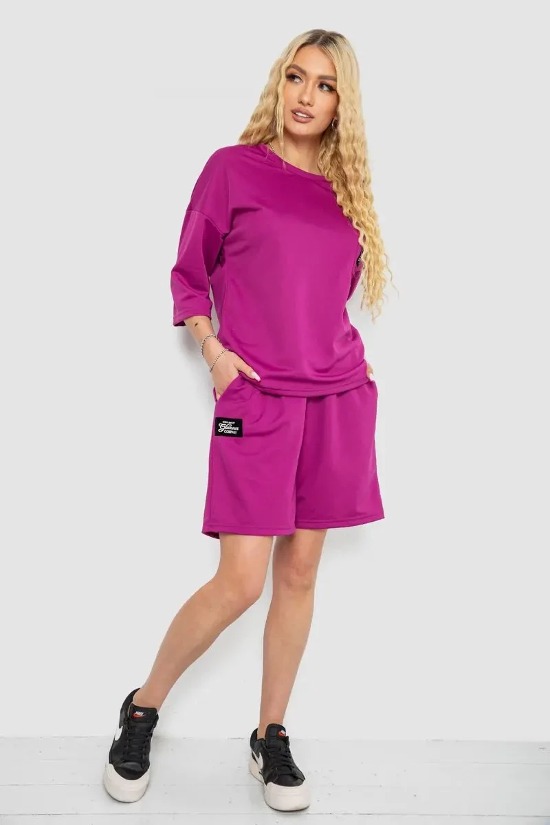 Костюм жіночий однотонний, колір фуксія, 238R116 2