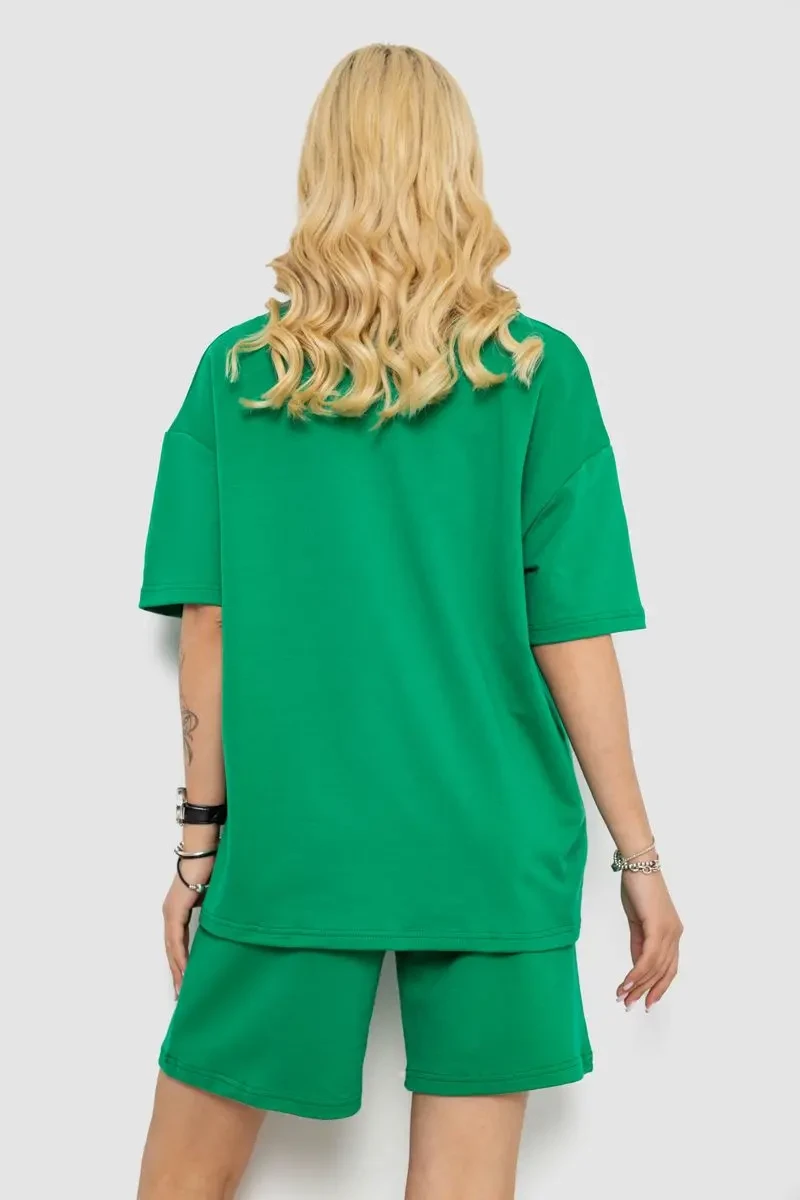 Костюм жіночий повсякденний, колір зелений, 241R5004 4