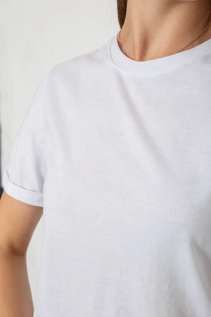 Футболка жіноча однотонна, колір білий, 238R111-1 5