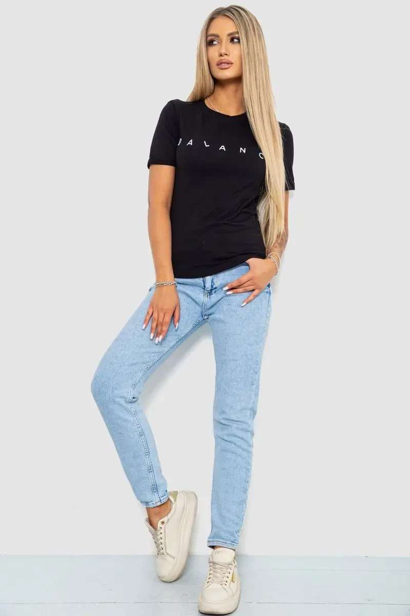 Футболка жіноча з принтом, колір чорний, 238R57400 2