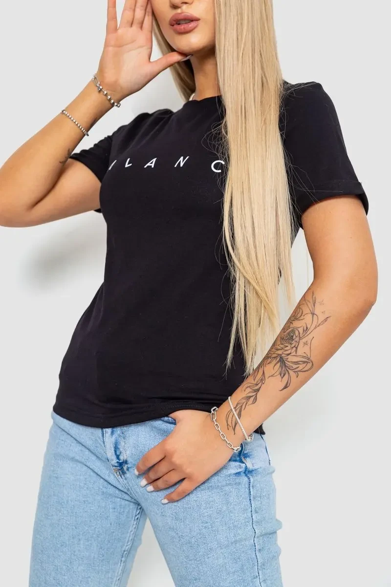 Футболка жіноча з принтом, колір чорний, 238R57400 3