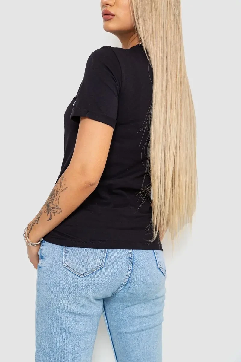 Футболка жіноча з принтом, колір чорний, 238R57400 4
