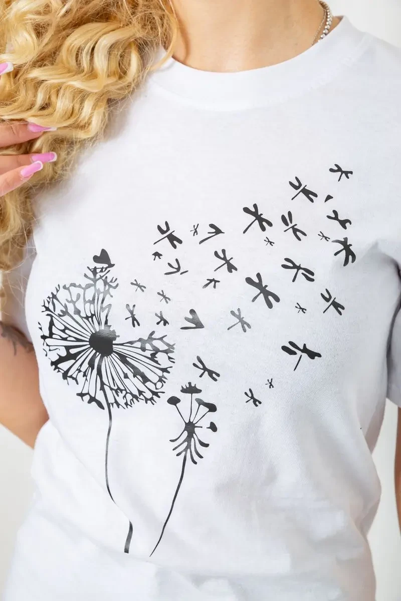 Жіноча футболка з принтом, колір білий, 241R127 5