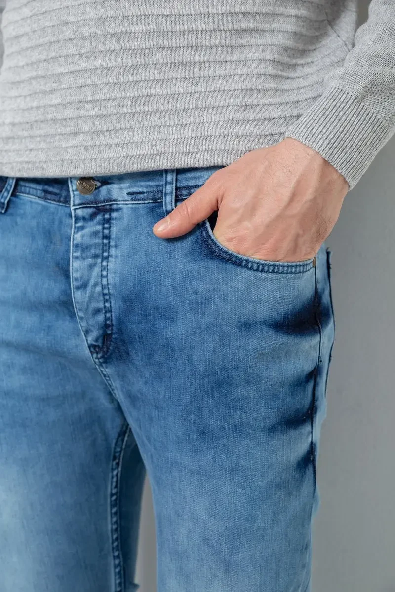 Джинси чоловічі однотонні, колір блакитний, 247R1242 5