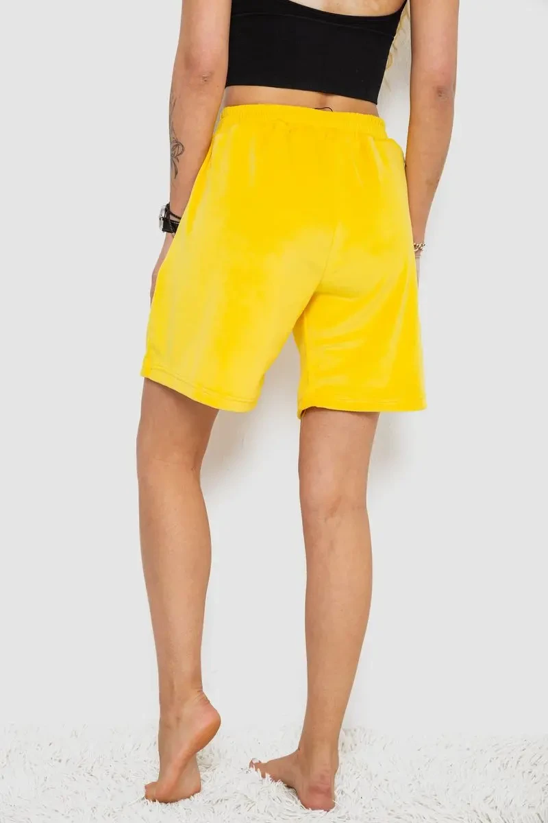 Шорти жіночі велюрові, колір жовтий, 238R106 4
