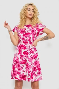 Сукня з принтом, колір біло-рожевий, 214R0225-2