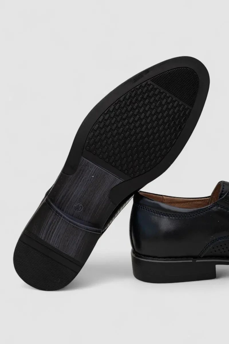 Туфлі чоловічі з перфорацією, колір темно-синій, 243RC301 5