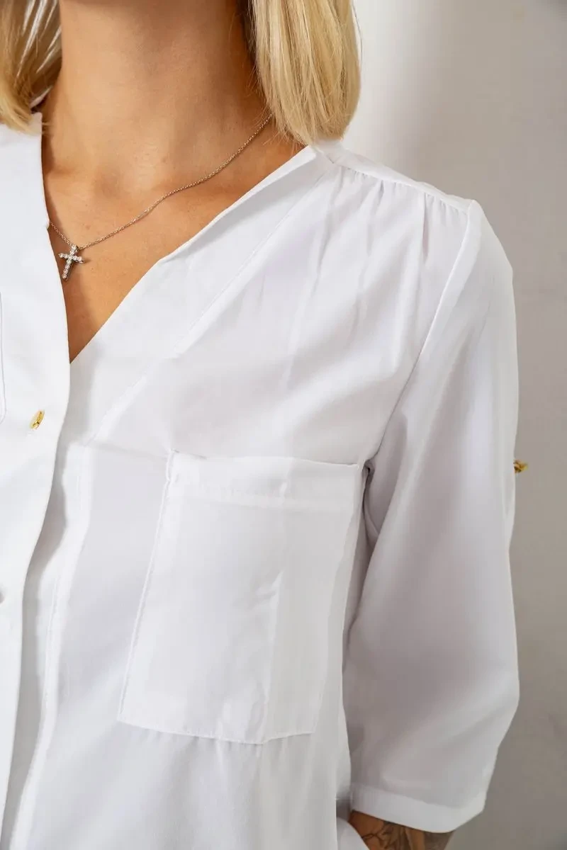 Блуза однотонна, колір білий, 230R91-1 5