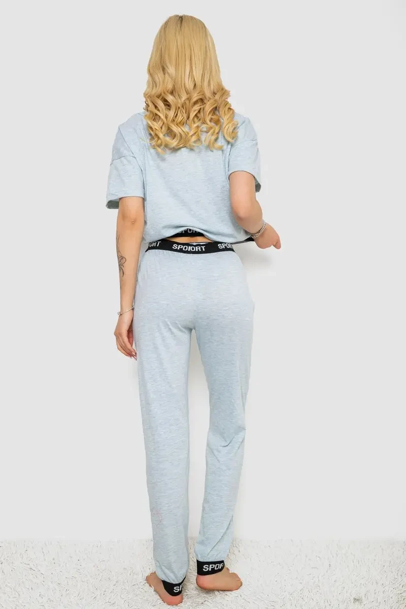 Піжама жіноча з принтом, колір сірий, 243R1488-015 4