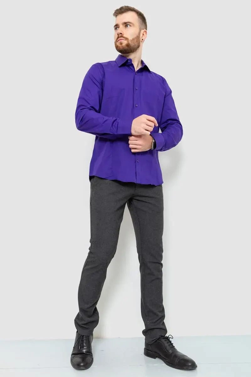 Сорочка чоловіча однотонна, колір фіолетовий, 214R7081 2
