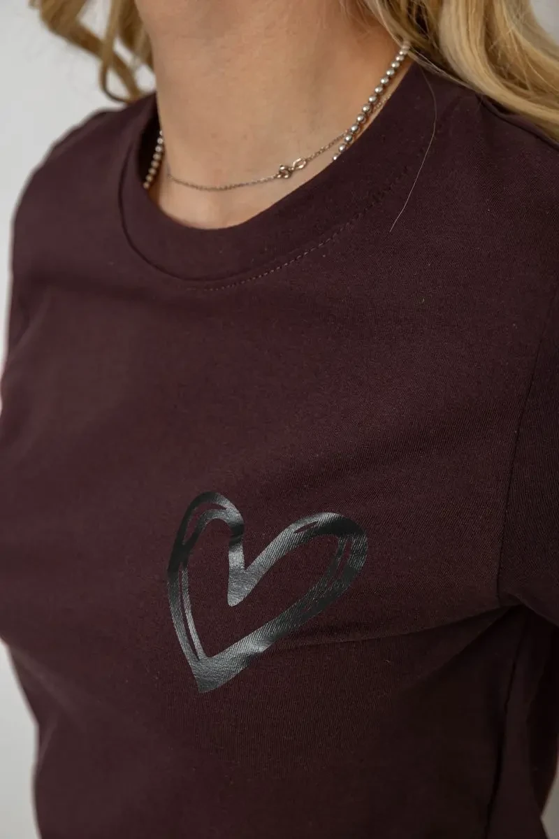 Жіноча футболка з принтом, колір шоколадний, 241R128 5