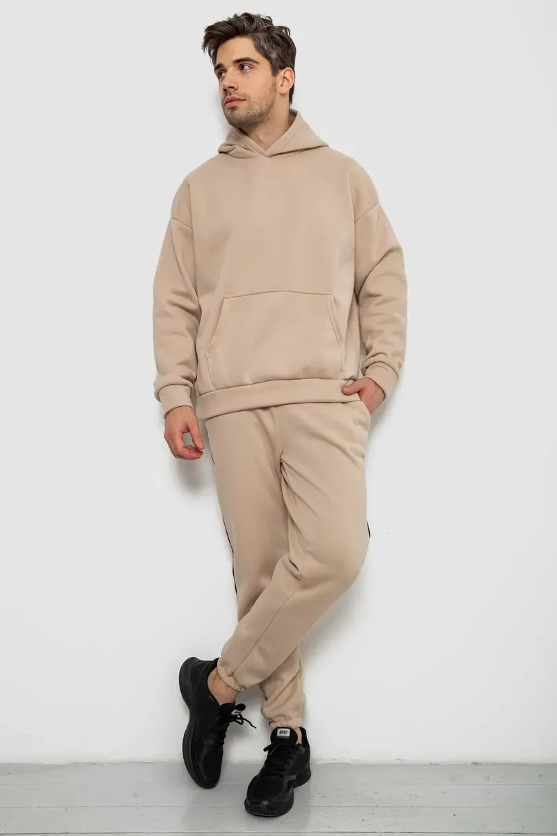Спортивний костюм чоловічий на флісі, колір бежевий, 238R58573