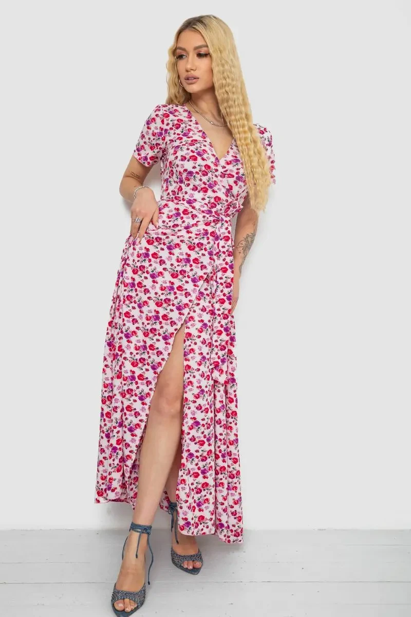 Сарафан з квітковим принтом, колір рожево-червоний, 241R181