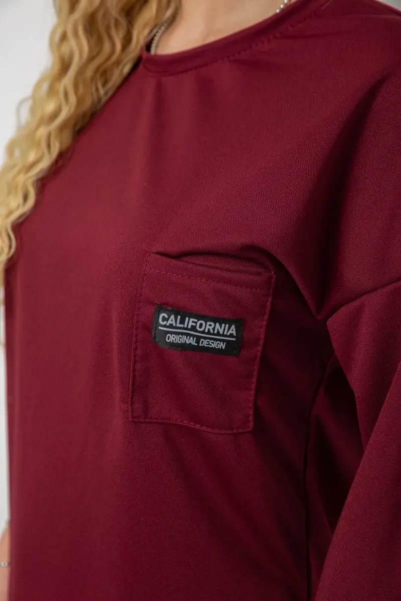 Костюм жіночий однотонний, колір бордовий, 238R116 5