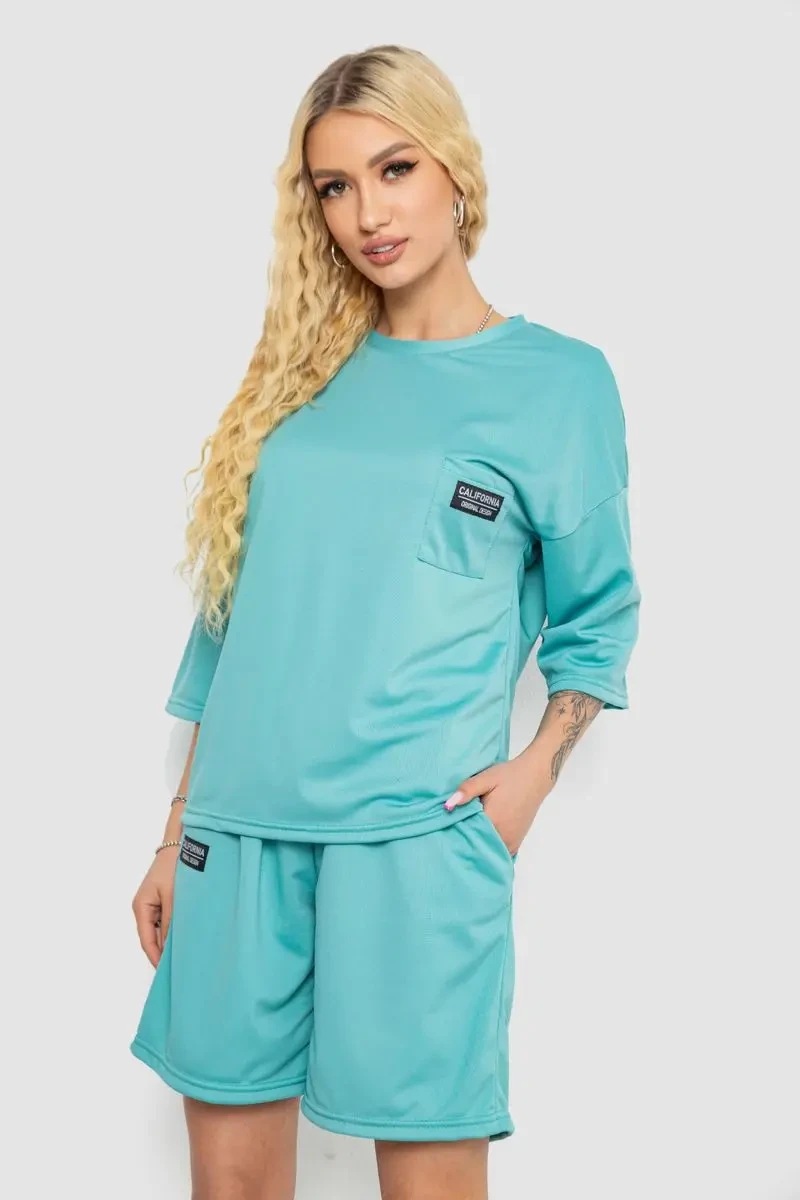 Костюм жіночий однотонний, колір оливковий, 238R116 3