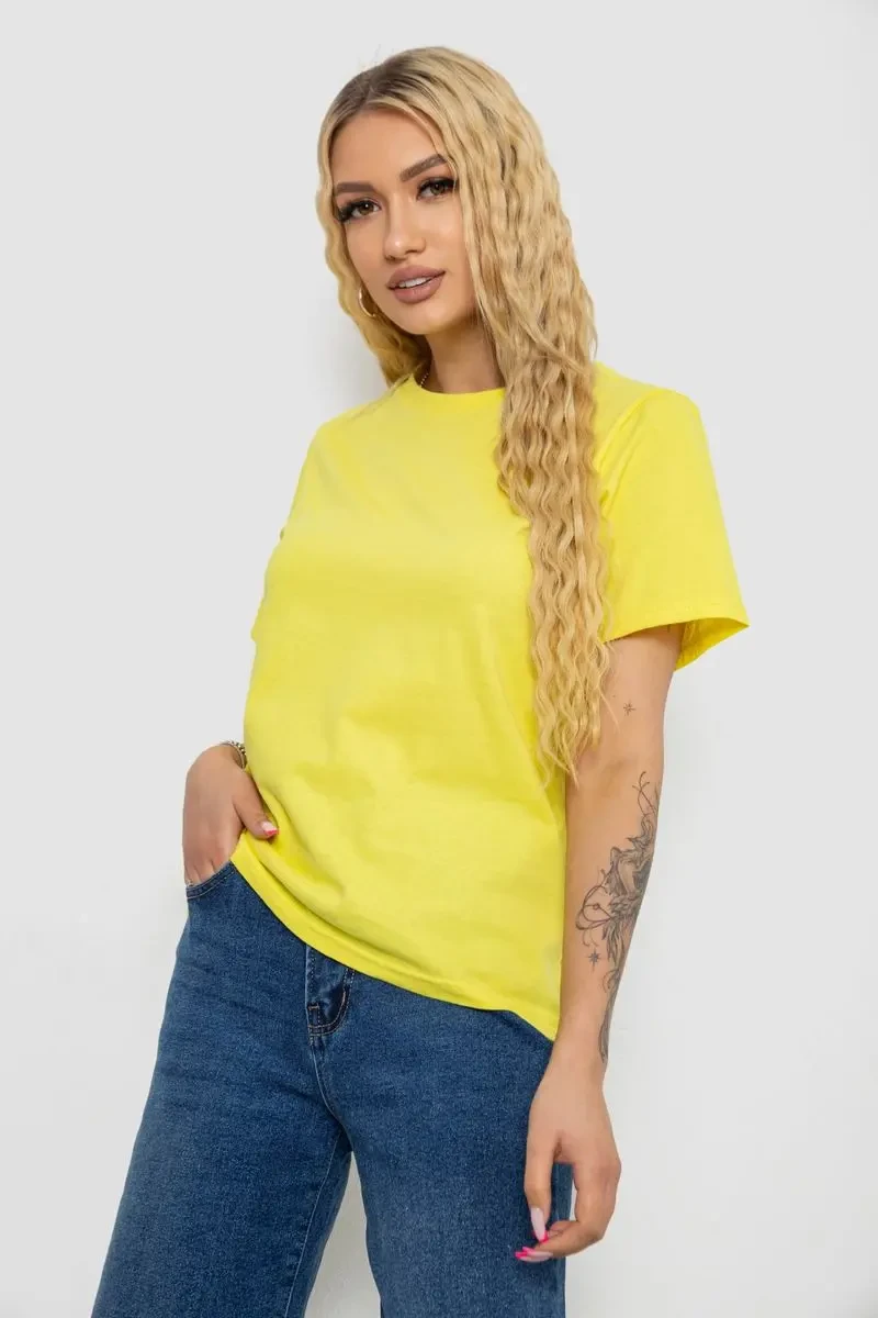 Футболка жіноча однотонна, колір жовтий, 238R111 3