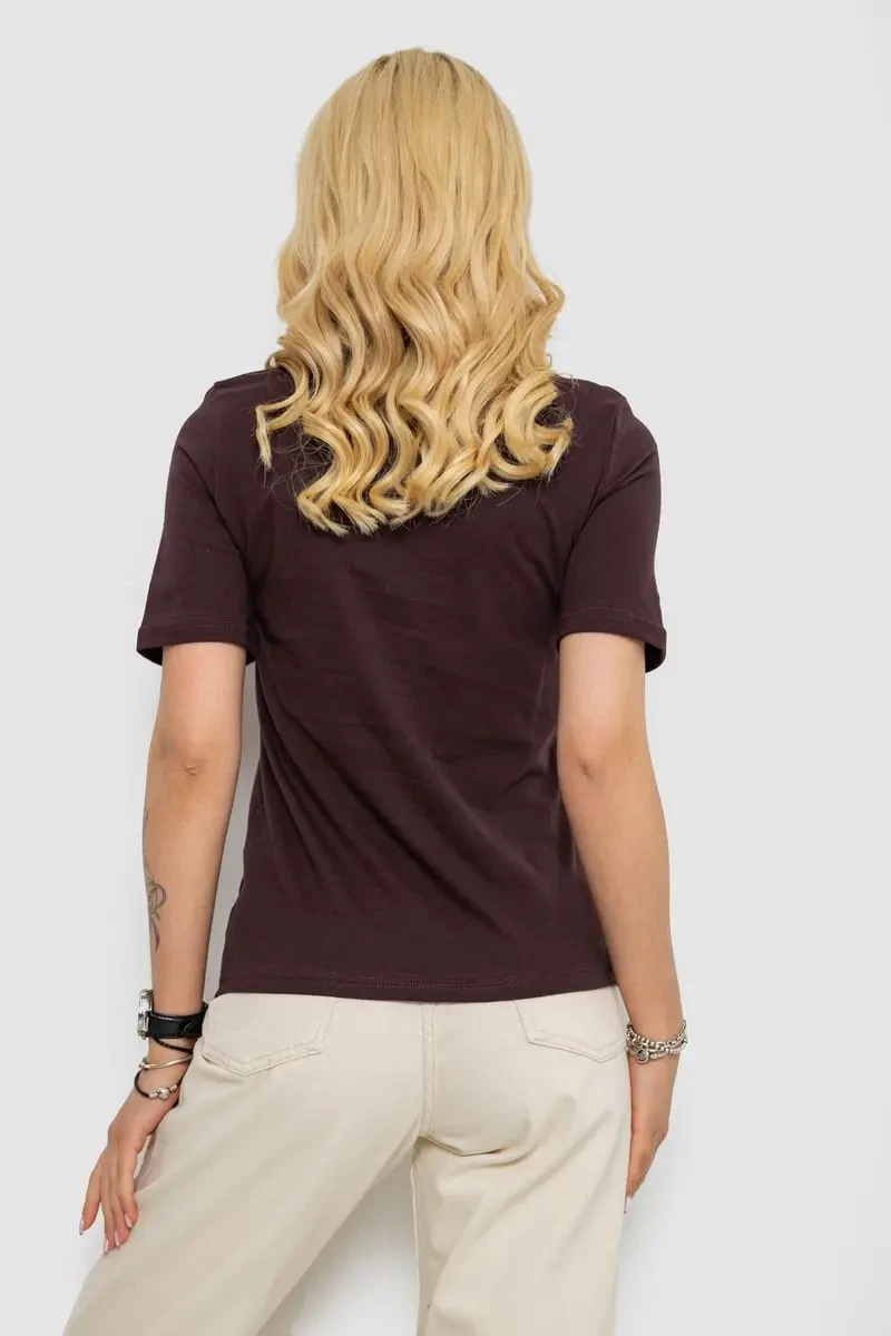 Футболка жіноча з принтом, колір шоколадний, 241R132 4