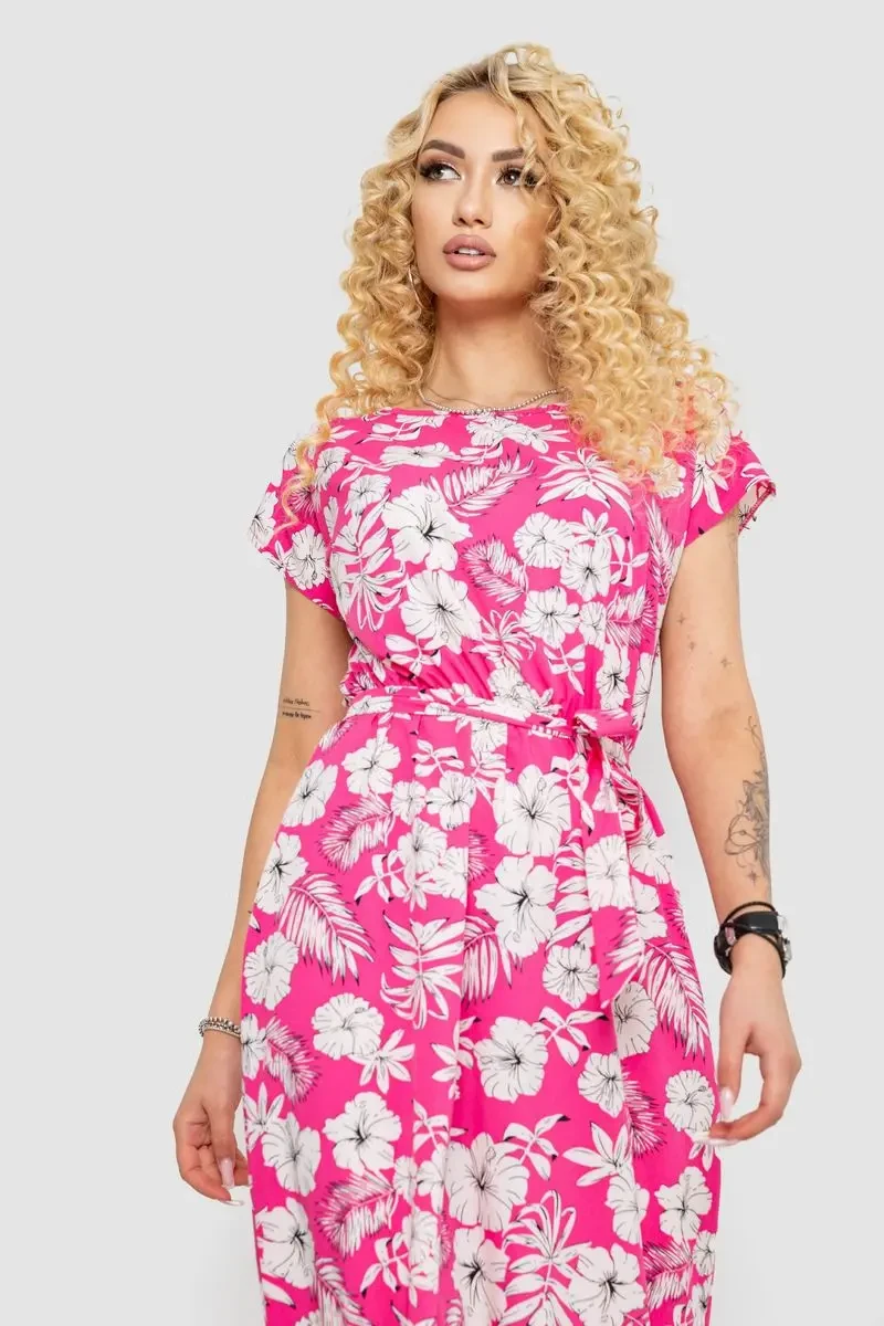 Сукня з принтом софт, колір рожево-білий, 214R0228-1 2