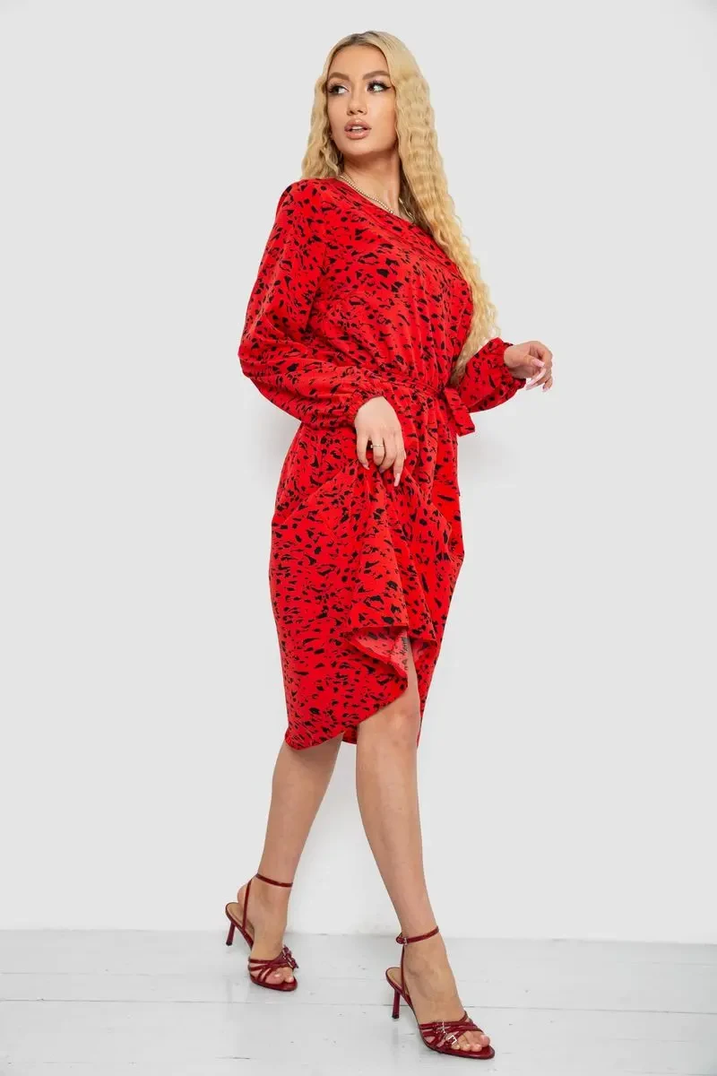 Сукня з принтом софт, колір червоно-чорний, 214R0226-8 3