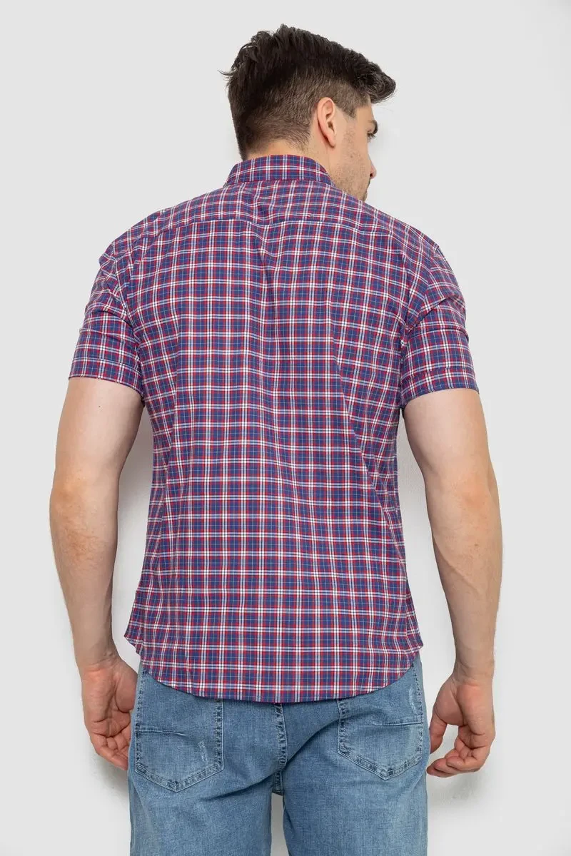 Сорочка чоловіча в клітку, колір синій, 214R2445-6 4