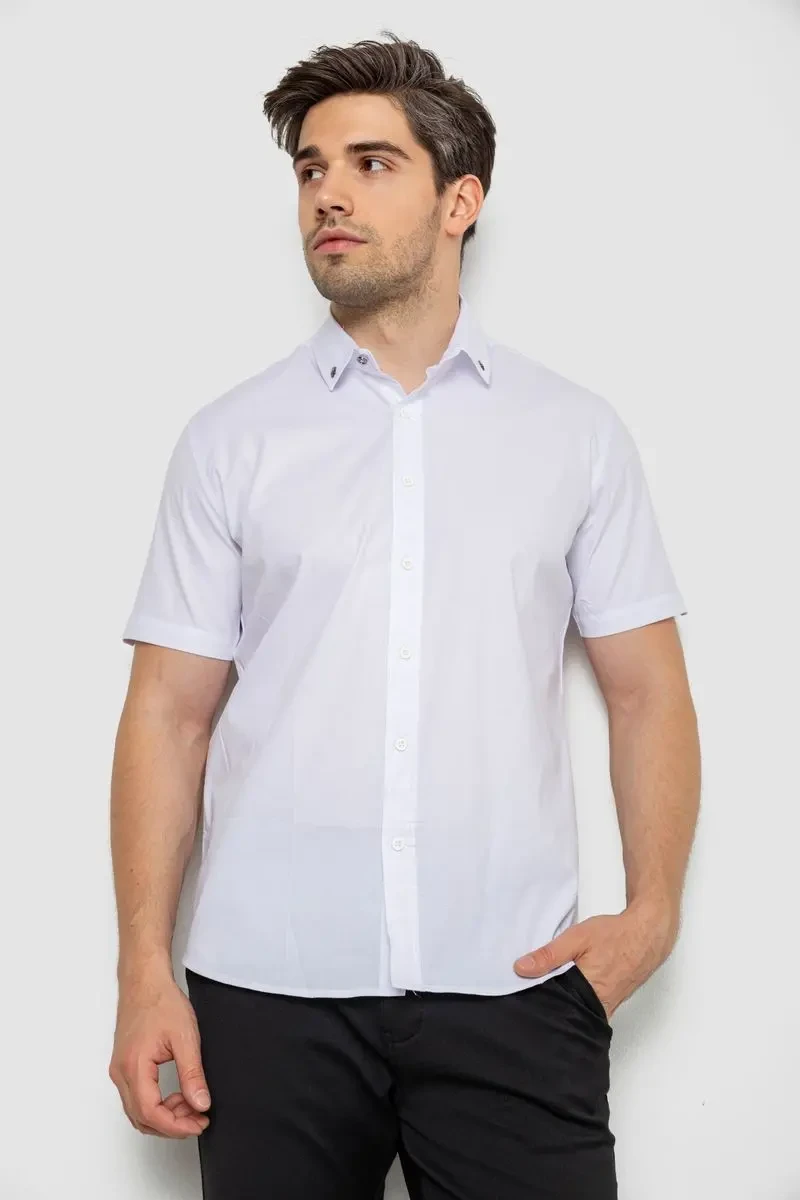 Сорочка чоловіча однотонна, колір білий, 214R830