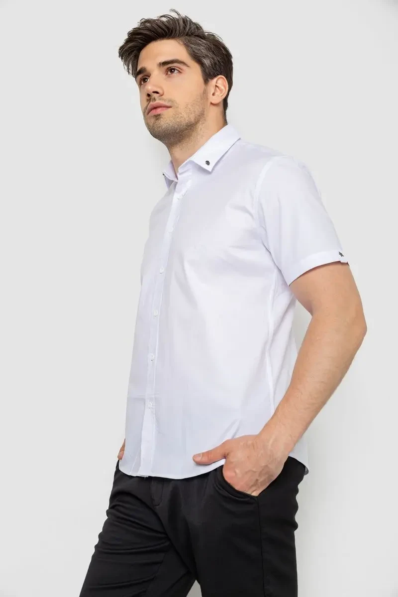 Сорочка чоловіча однотонна, колір білий, 214R830 3