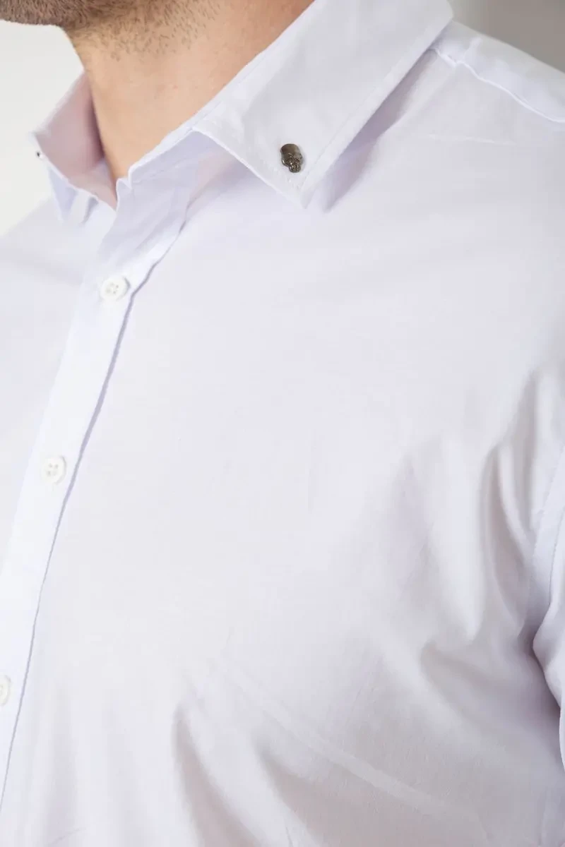 Сорочка чоловіча однотонна, колір білий, 214R830 5