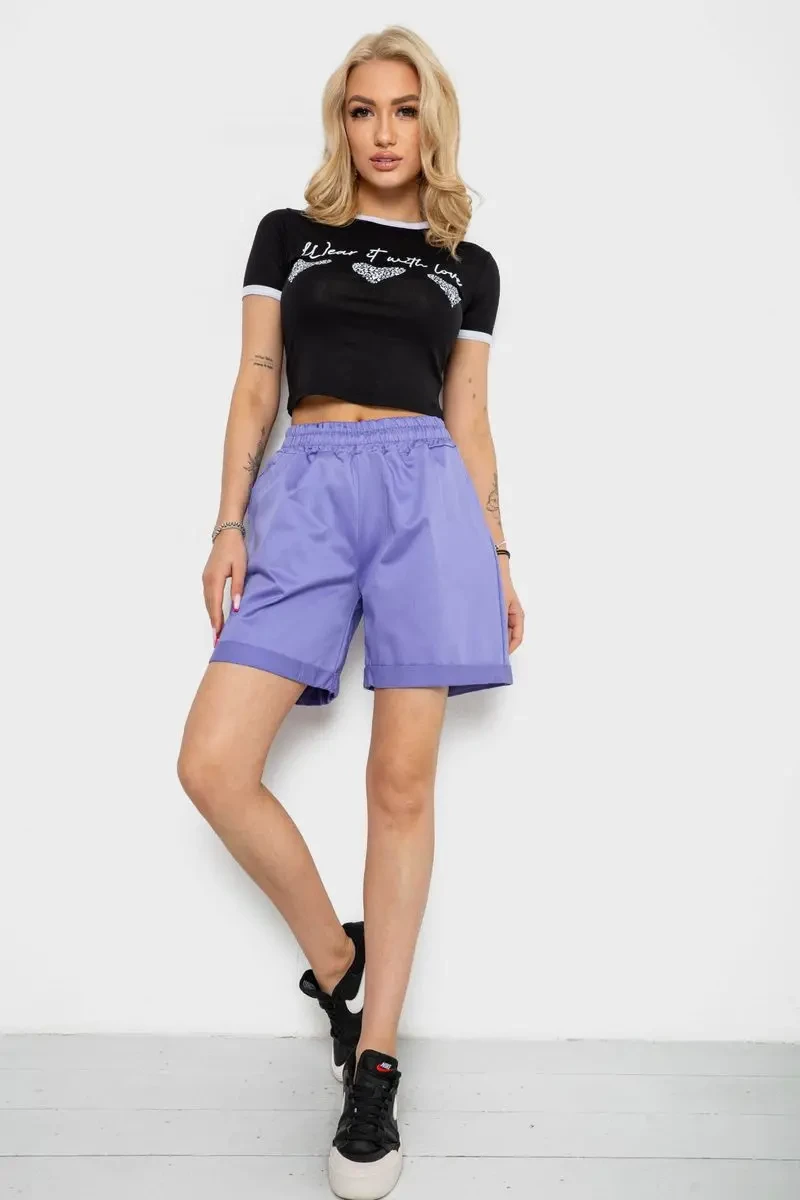 Шорти жіночі однотонні, колір бузковий, 238R315 2