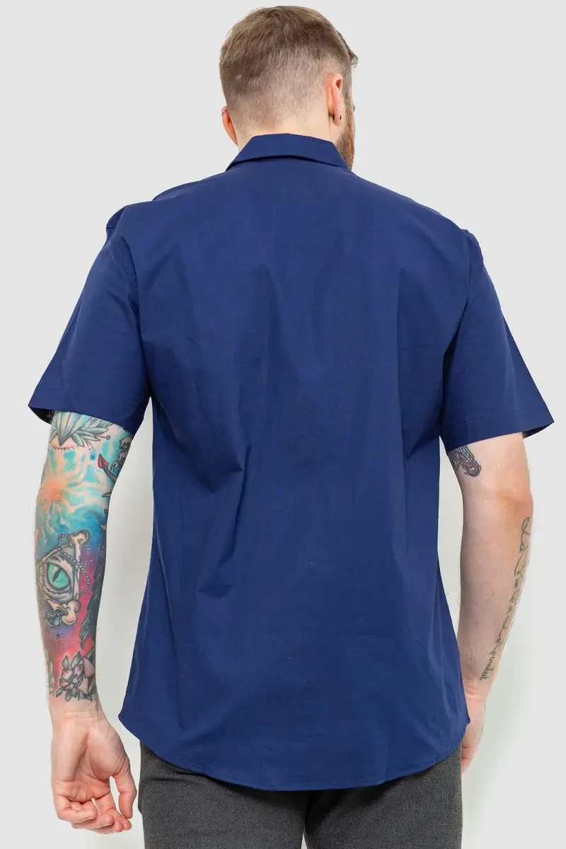 Сорочка чоловіча однотонна класична, колір темно-синій, 214R7108 4