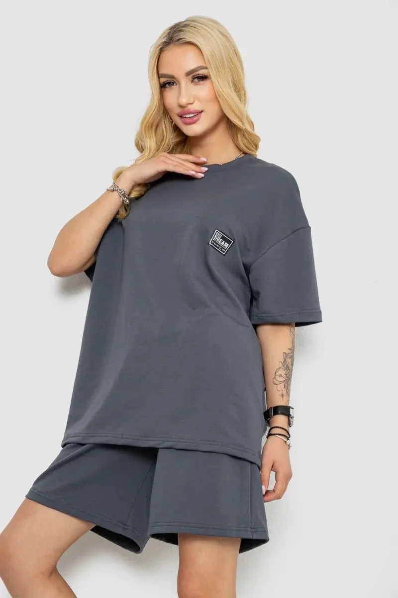 Костюм жіночий повсякденний, колір сірий, 241R5004 3