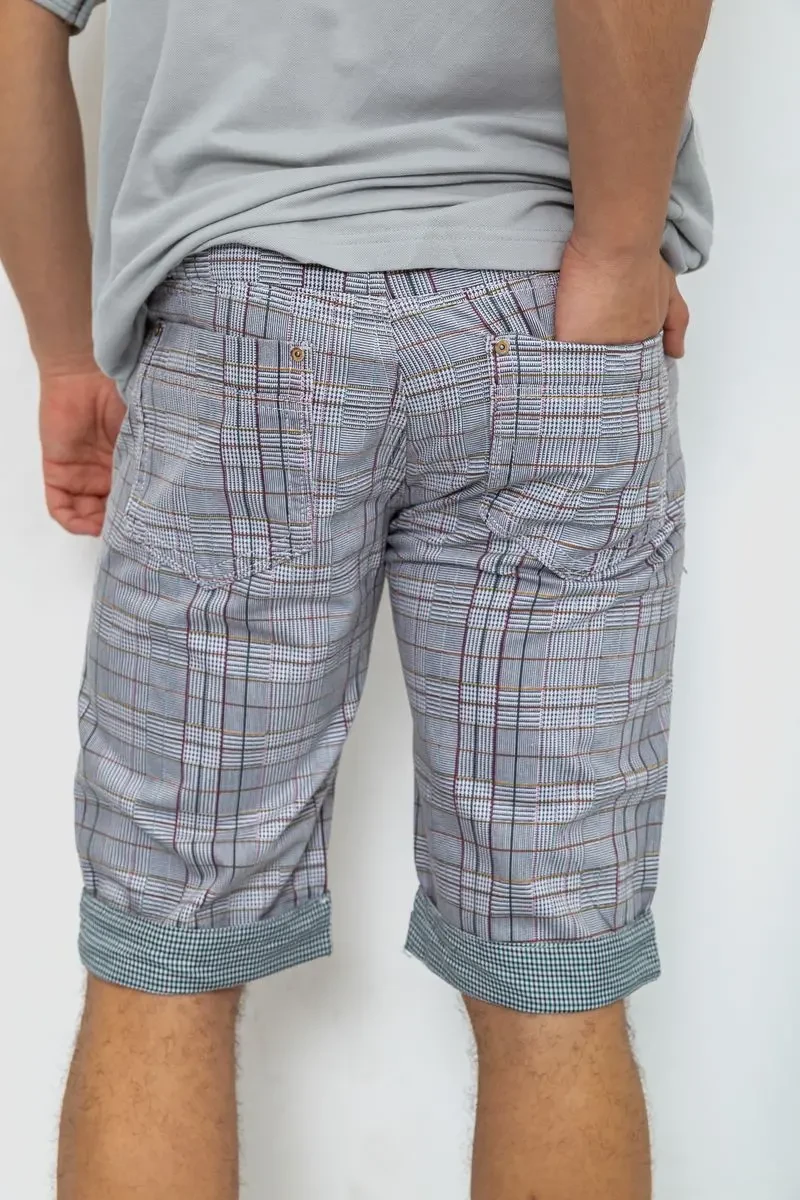 Шорти чоловічі в клітинку, колір сірий, 244R31-222 4