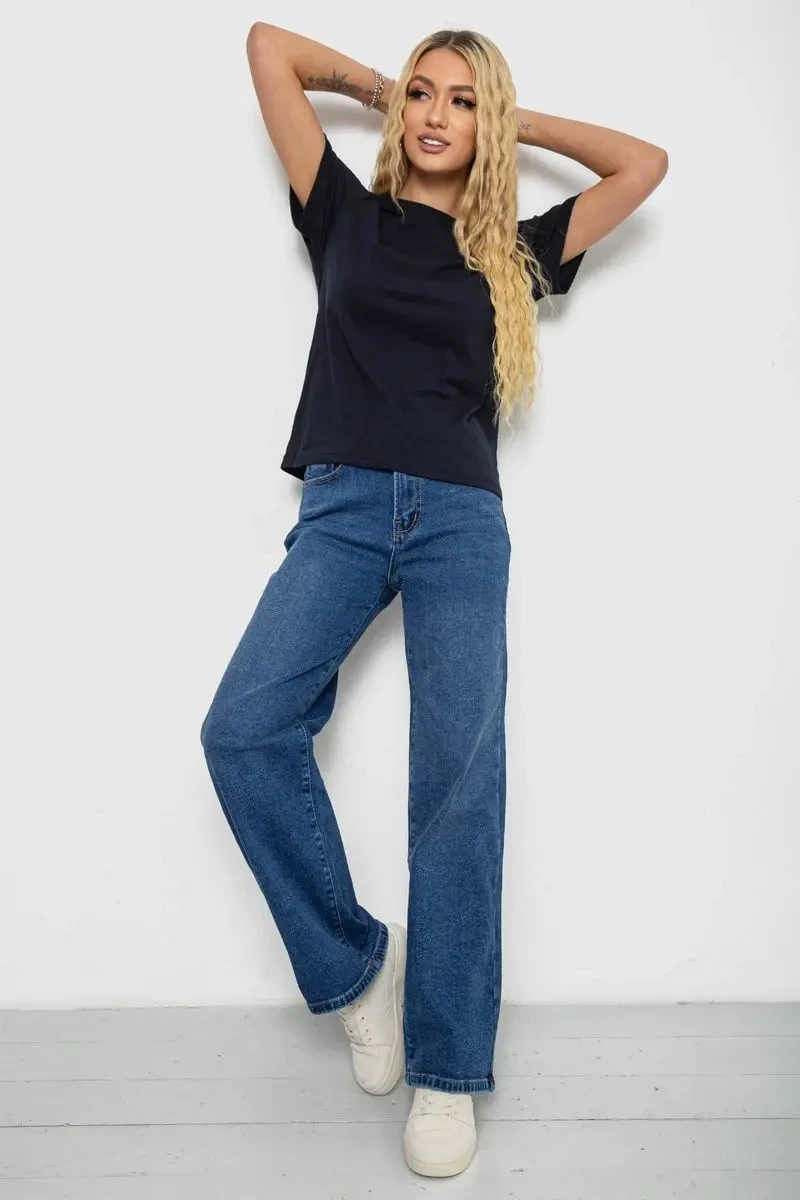 Футболка жіноча однотонна, колір темно-синій, 238R111 2