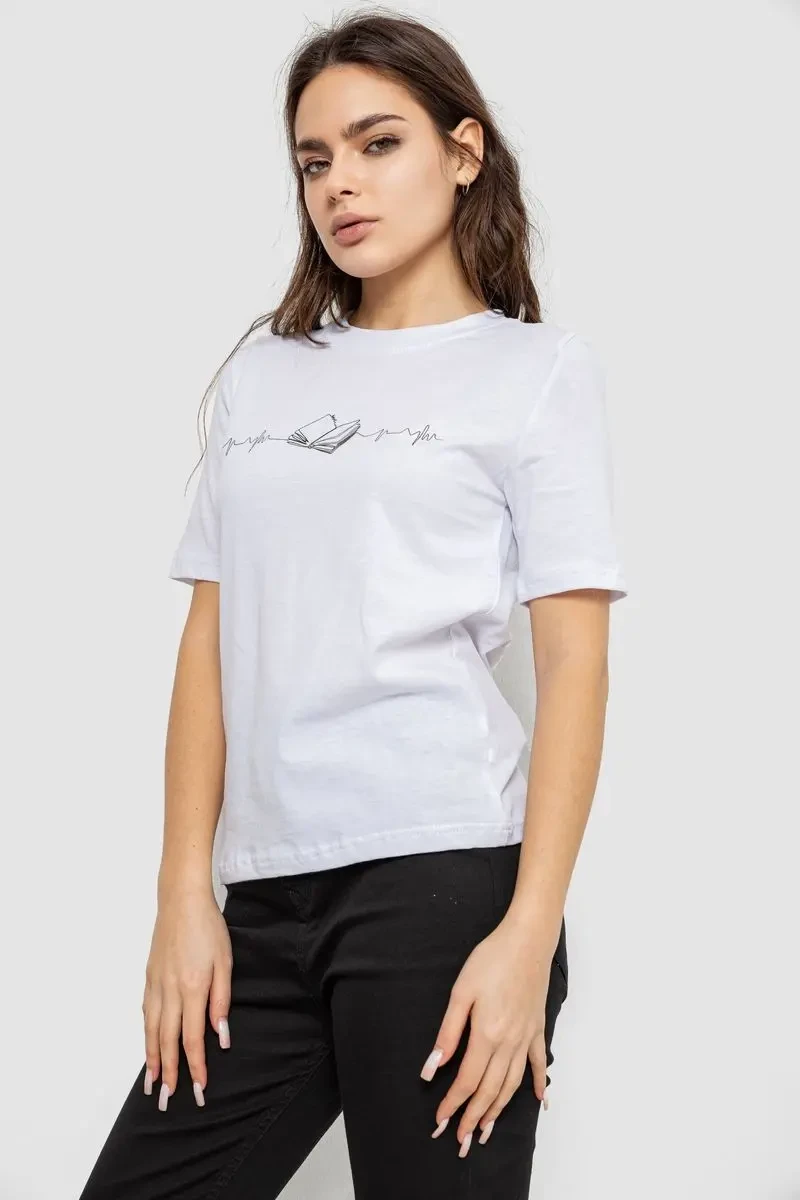 Футболка жіноча з принтом, колір білий, 241R1835 3