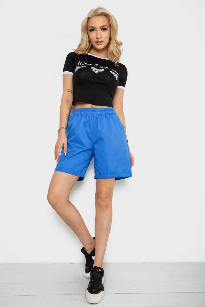 Шорти жіночі однотонні, колір електрик, 238R315 2