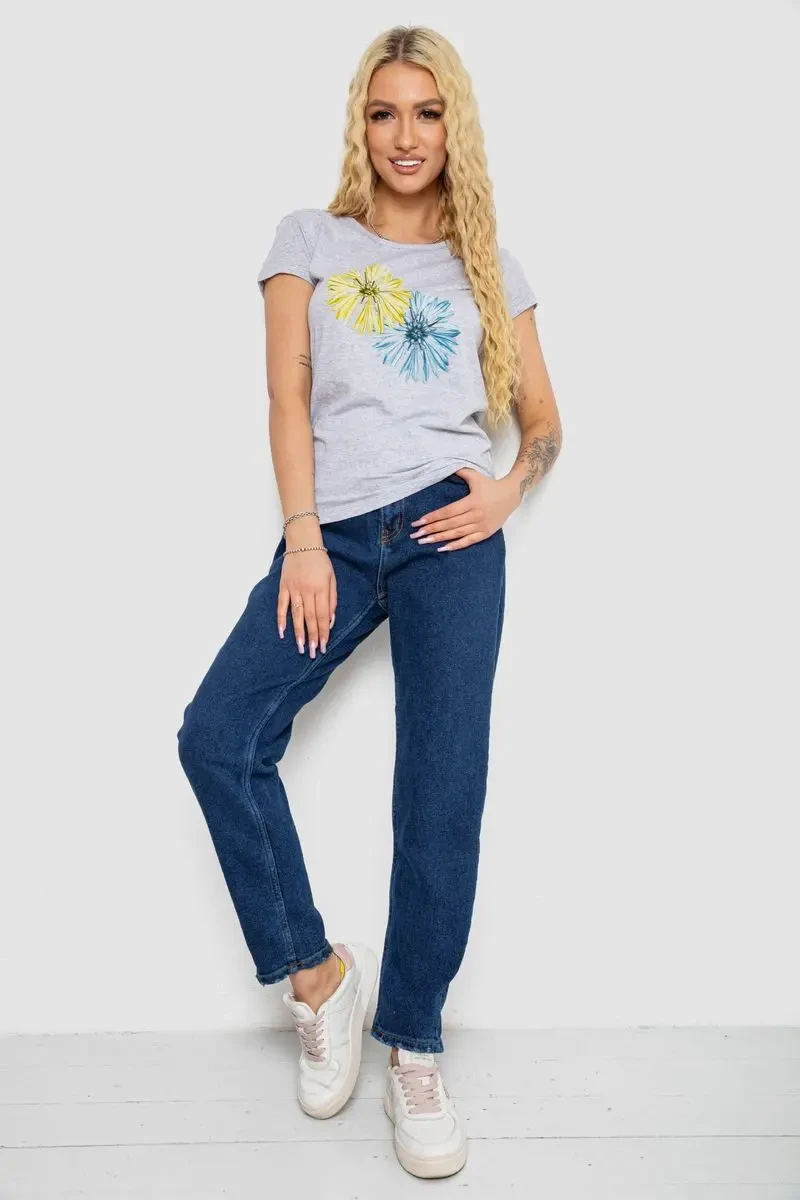 Футболка жіноча з принтом, колір сірий, 244R2215 2