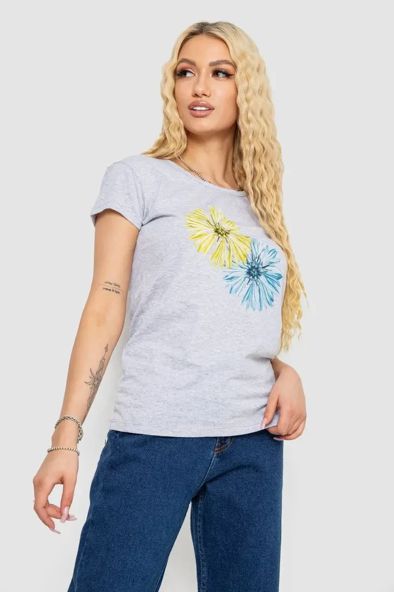 Футболка жіноча з принтом, колір сірий, 244R2215 3