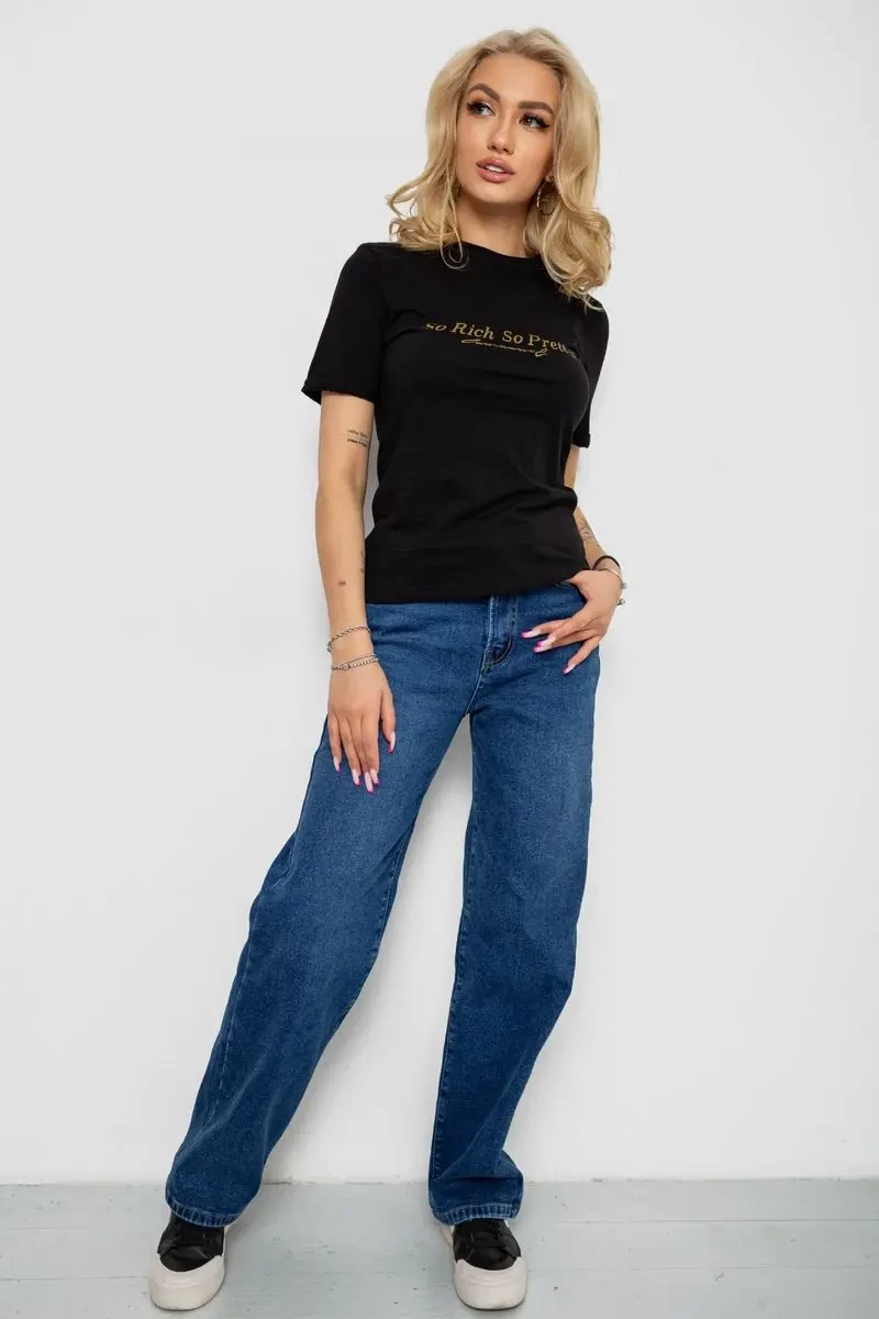 Футболка жіноча з принтом, колір чорний, 238R57399 2