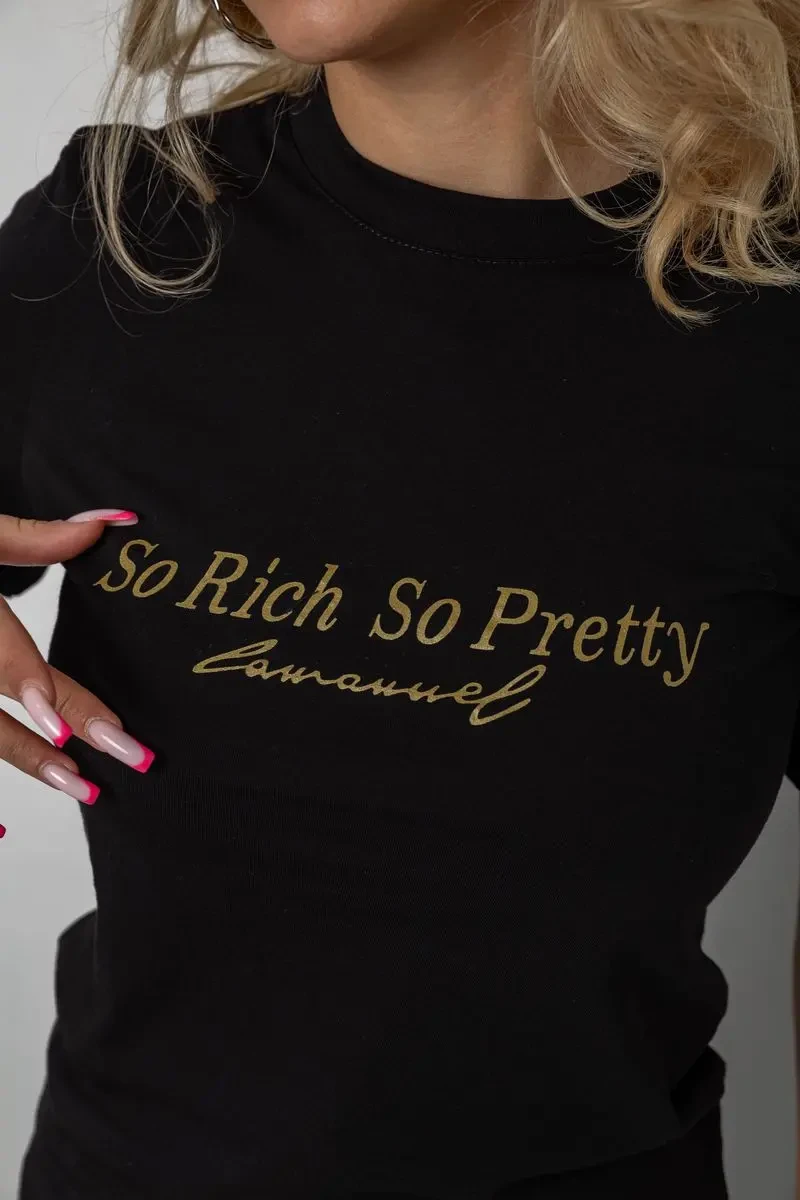 Футболка жіноча з принтом, колір чорний, 238R57399 5