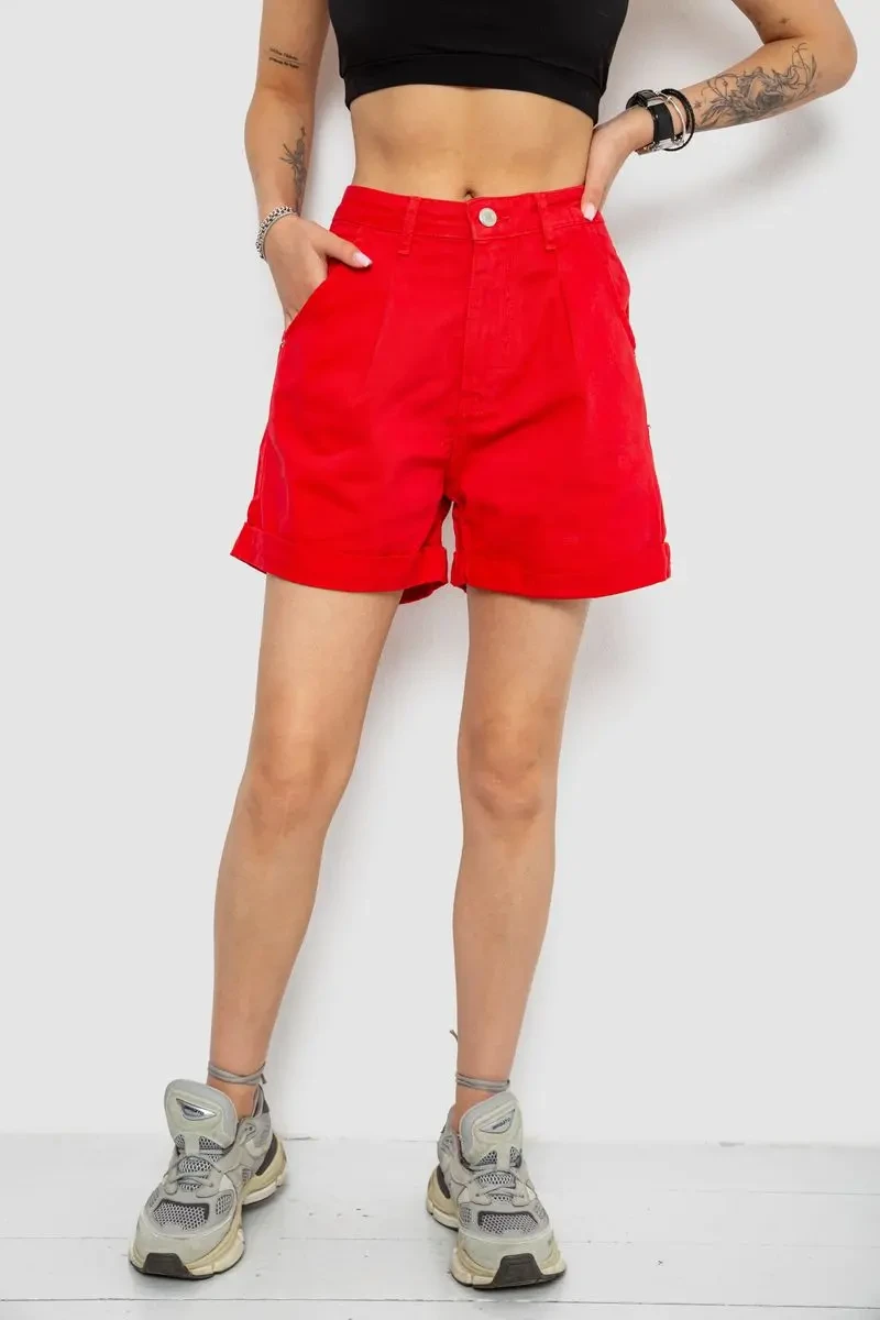 Шорти жіночі джинсові, колір червоний, 182R1664