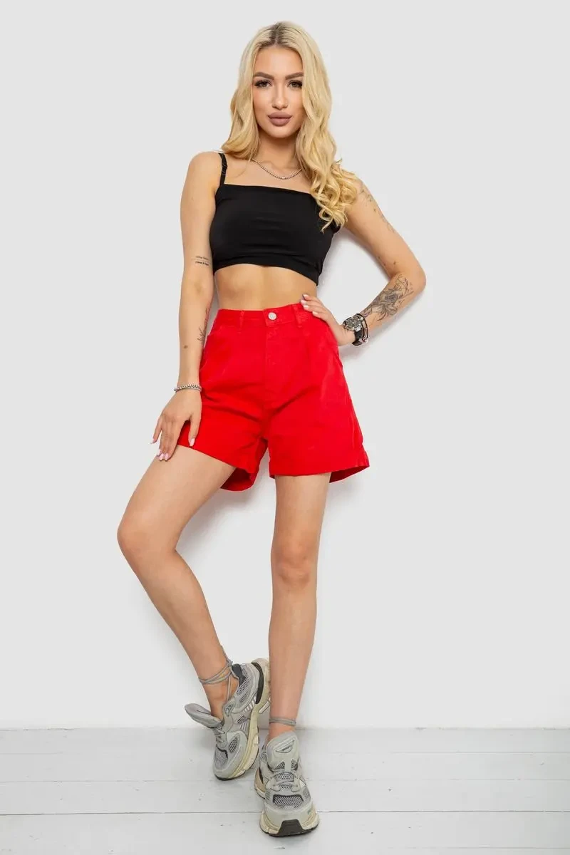 Шорти жіночі джинсові, колір червоний, 182R1664 2
