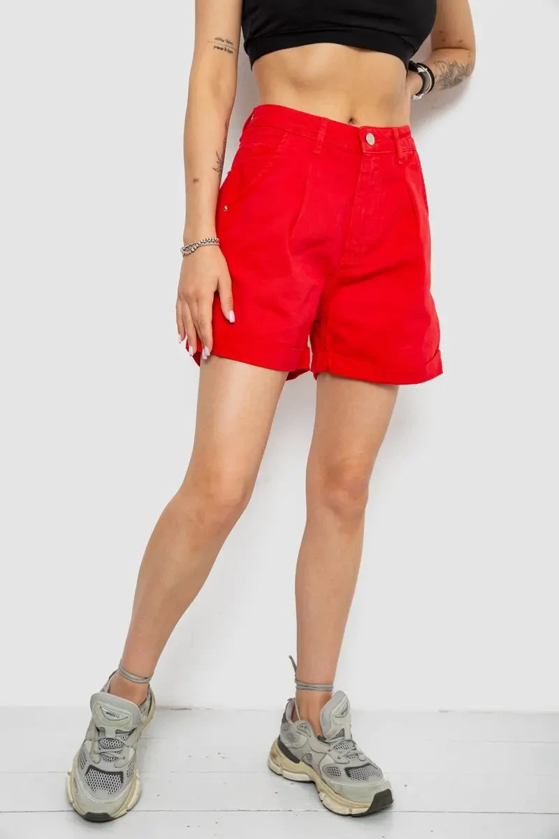 Шорти жіночі джинсові, колір червоний, 182R1664 3
