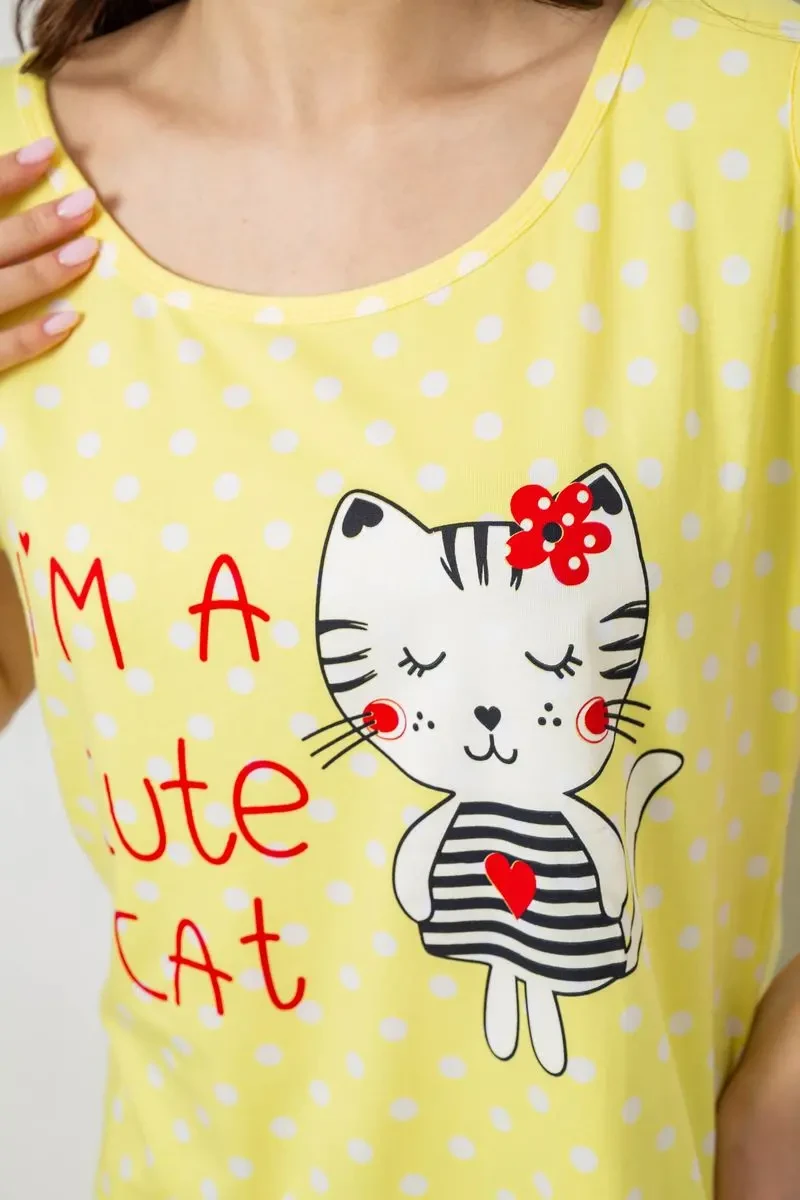 Жіноча піжама з принтом, колір жовтий, 243R903067 5