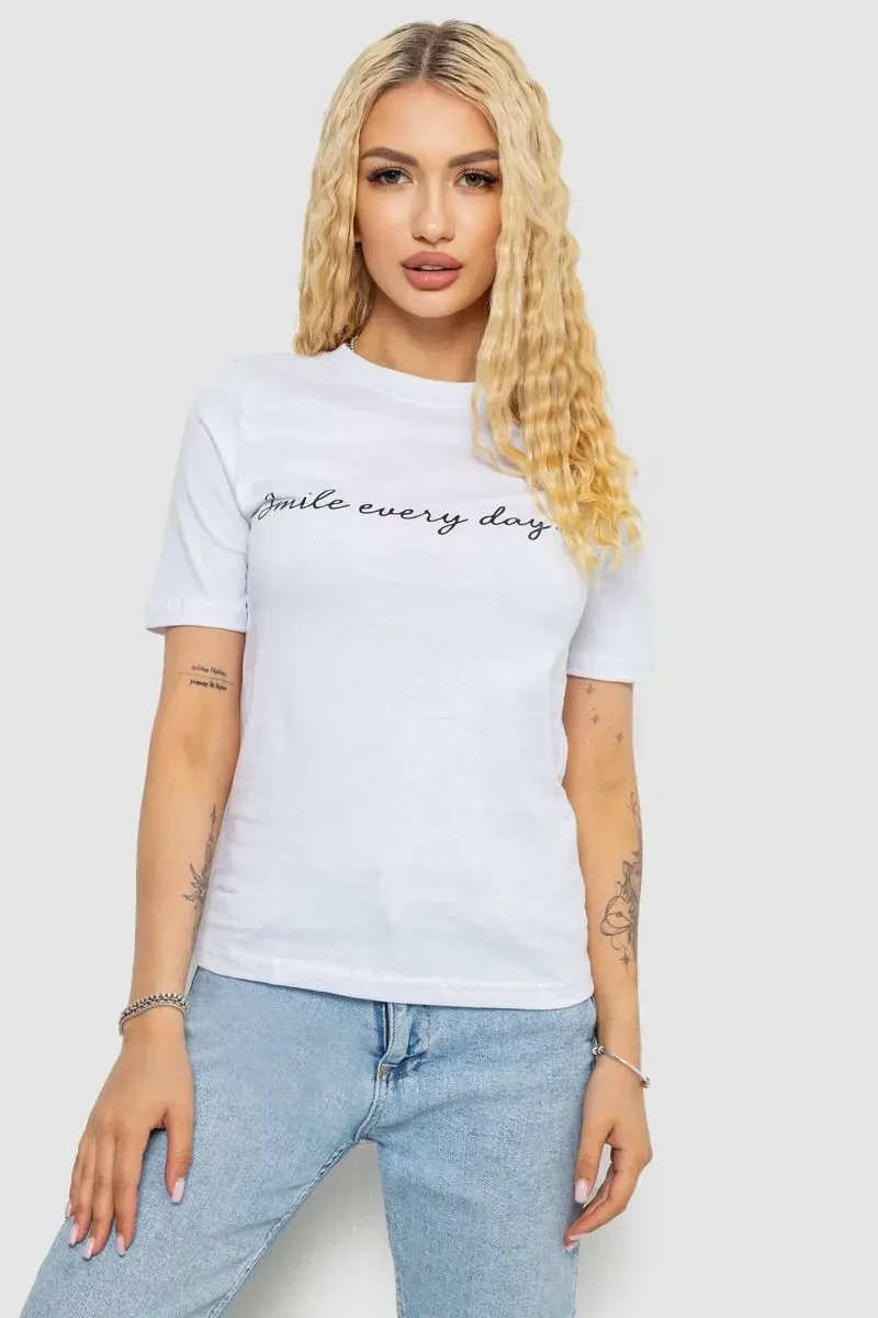Футболка жіноча з принтом, колір білий, 241R130
